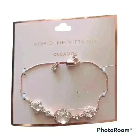 Adrienne Vittadini Rose Gold Rhinestone Adjustable Bracelet - Picture 1 of 6